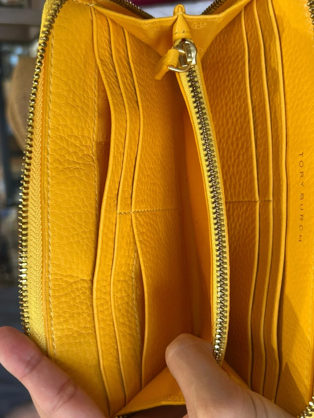 Yellow Tory Burch Britten Zip Continental Leather Wallet